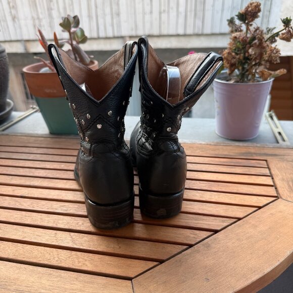 Mix Mooz Black Leather Western  Studded Ankle Boots Size 8.5 - Picture 5 of 9